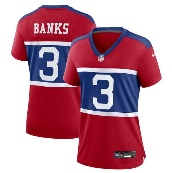 Women%27s New York Giants #3 Deonte Banks Century Red Alternate Vapor Limited Football Stitched Jersey Dzhi
